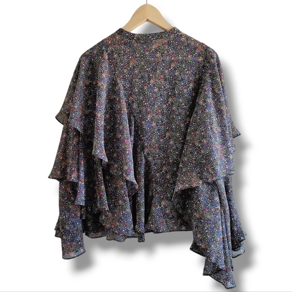 Ted Baker- Pinku Retro Flood Printed Ruffle Blouse - Picture 3 of 13